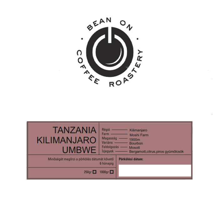 Bean on Tanzania Kilimanjaro Umbwe Szemes Kávé